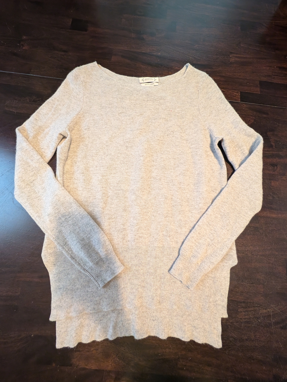 Nanette Lepore Light Gray Boat Neck Cashmere Sweater, Women's Small